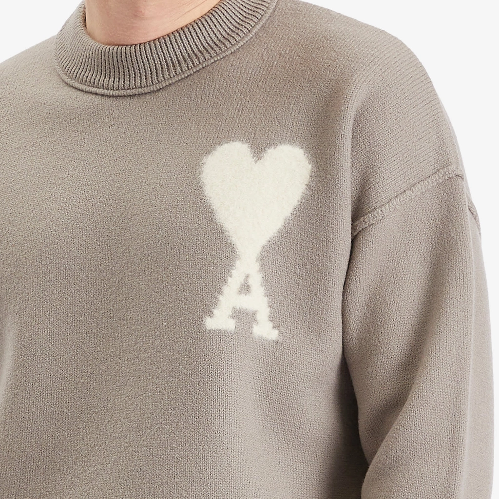 AMI Paris Men's Off White ADC Sweater Ash/Off White